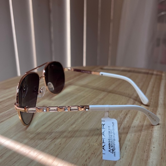 Tahari Gold and White Aviator Sunglasses main image 8